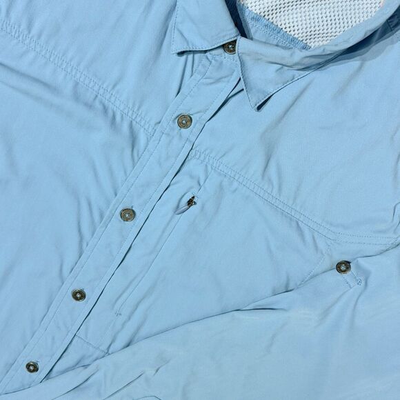 Orvis Men’s Long Sleeve Vented Fishing Camp Shirt Blue Polyamide Size L (A7) - Picture 4 of 12